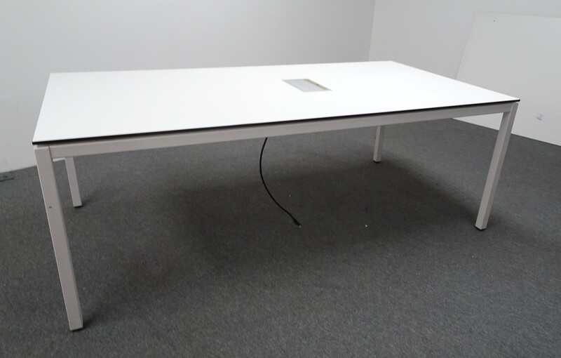 2000w mm Meeting Table with White Top amp Black Edging