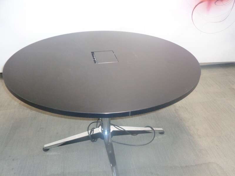 1200dia mm Black Circular Meeting Table