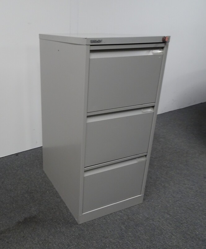 Bisley 3 Drawer Filing Cabinet in Grey