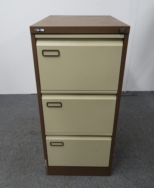 3 Drawer Filing Cabinet in Coffee & Cream