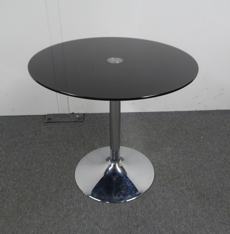 800dia mm Black Glass Circular Table