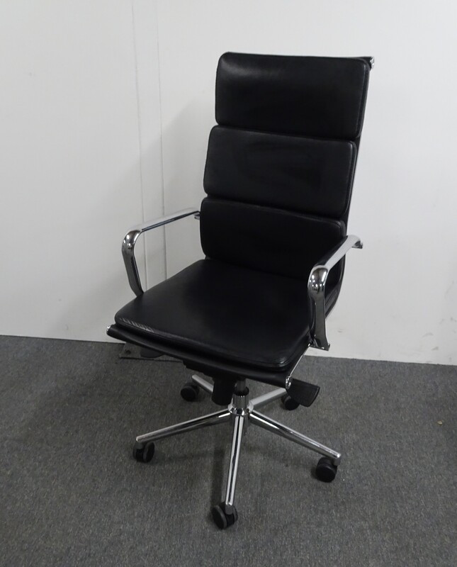 Eames style high back black leather executive chair