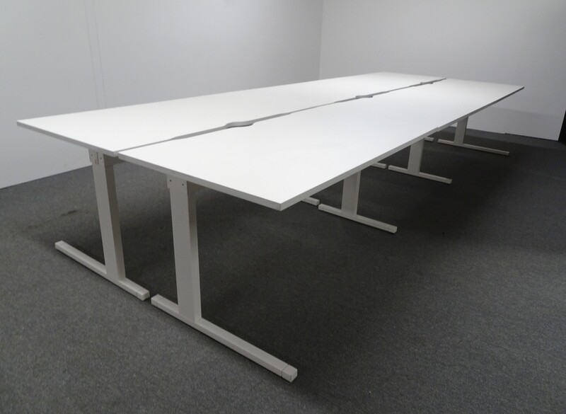 1400w mm Techo White Bench Desks