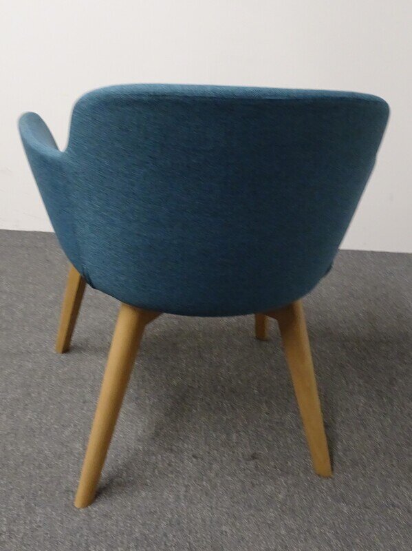 Blue Upholstered Chair with Oak Legs