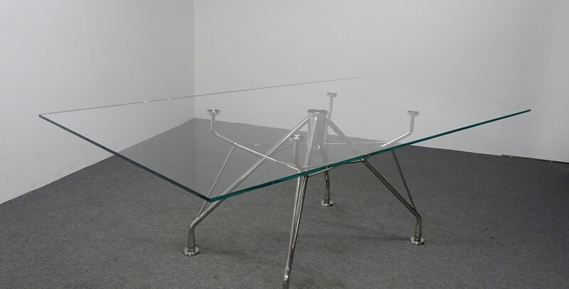 2100w mm Glass and Chrome Meeting Table