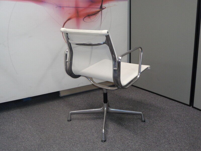Vitra Aluminium Chair EA 108 Netweave in White