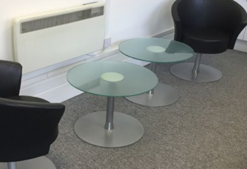 600mm diameter frosted glass coffee tables