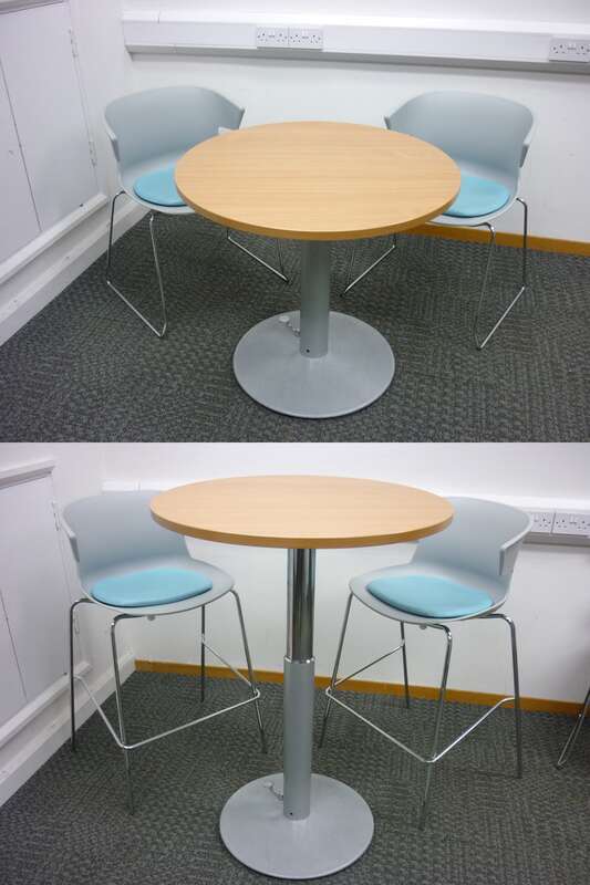Circular height adjustable table  Choice of tops