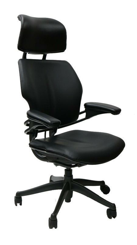 Black Leather Humanscale Freedom high back