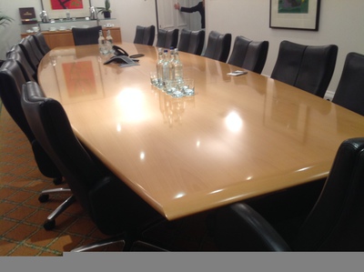 5500mm x 16601150mm Bene beech boat shaped boardroom table