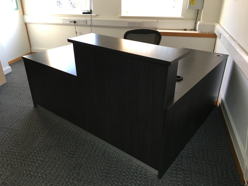 Dark Wood L Shaped Counter Recycled Business Furniture