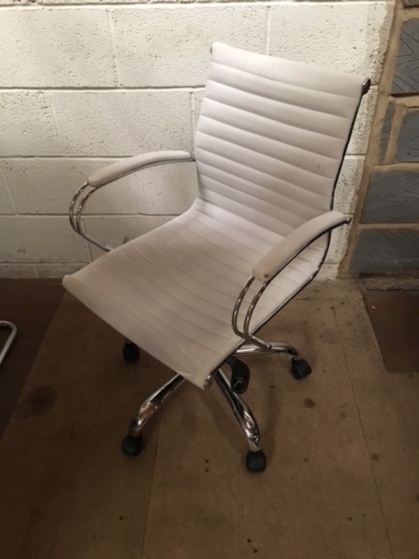 White leather Eames lookalike operator chairs