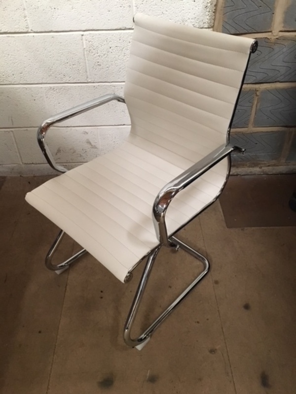 White leather Eames lookalike meeting chairs