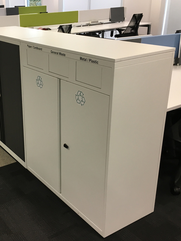 1180mm high Bisley white recycling units