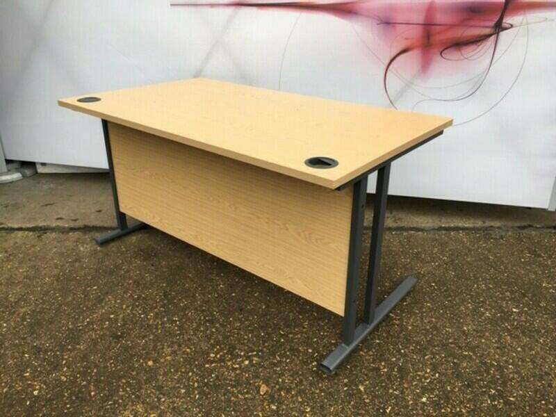 Dams oak 1400mm desk with fixed pedestal