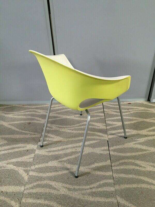 Connection white/lime green plastic armchair