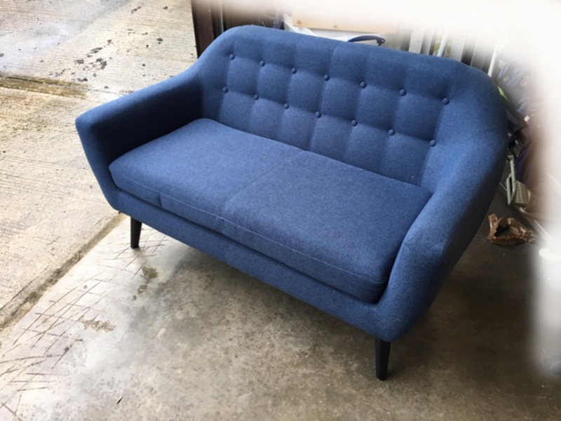 Blue button back 2 seater sofa