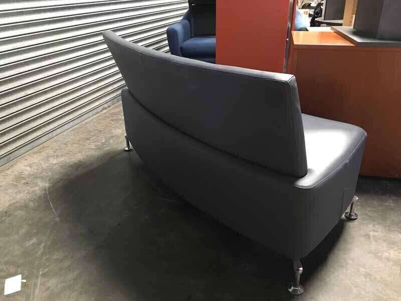 Grey Leather Orangebox Path 2-Seater Sofas