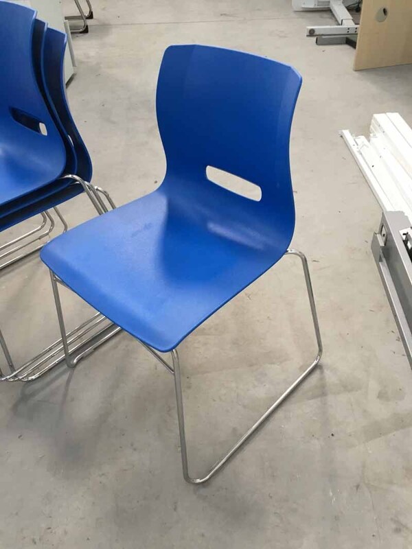 Blue Allermuir Casper plastic stacking chairs