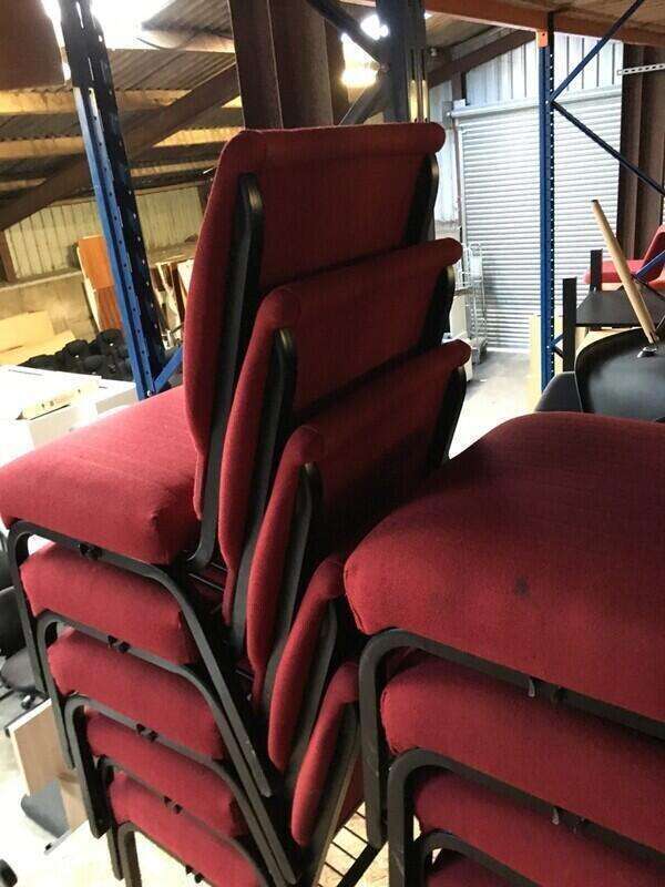 Red stacking church chairs
