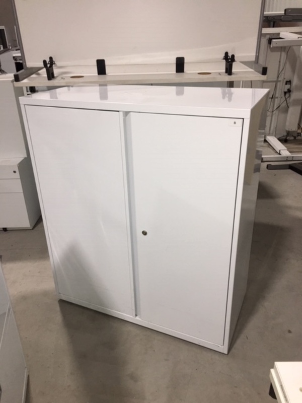White 1155mm high double door cupboards
