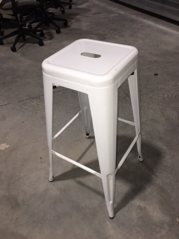 White metal 4 leg bar stools