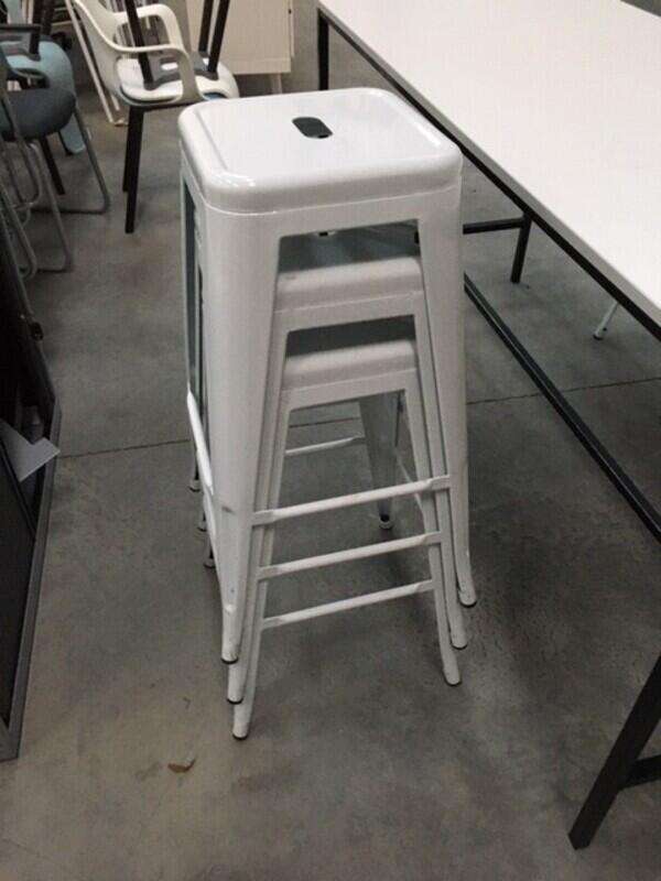 White metal 4 leg bar stackable stools