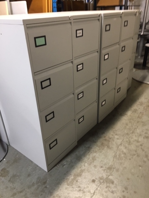 Grey metal 4 drawer filing cabinets