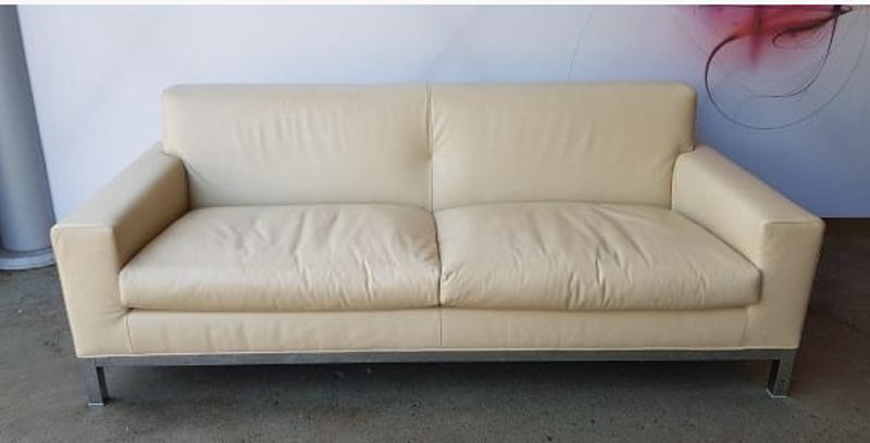 Minotti Cream Leather Sofas Recycled, Cream Leather 3 Seater Sofa