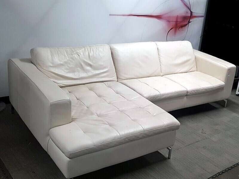Minotti Cream Leather Sofa