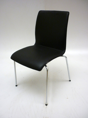 NEW Black leather 4 leg stacking meeting chairs CE