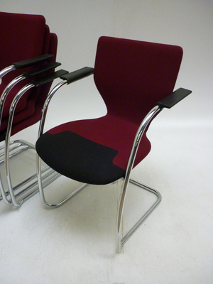 Orangebox X10 burgundy  black stacking meeting chairs 