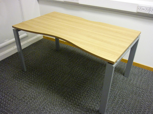 Oak 1400mm desk with cut out