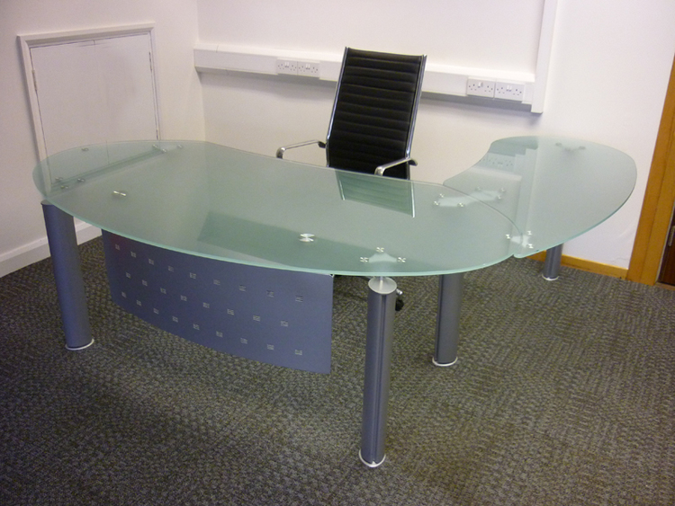 Executive glass top desk