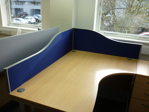 Desk mounted blue wave screens