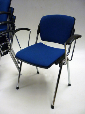 Blue fabric stacking conference chairs