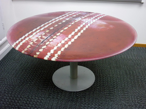 Glass top cricket ball design table