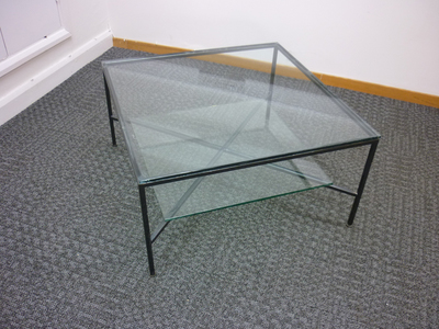 glass low coffee table