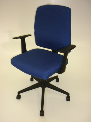 Blue square back operator chairs