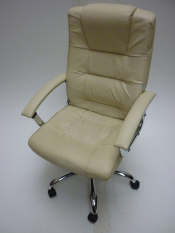 Cream leather executive swivel chair