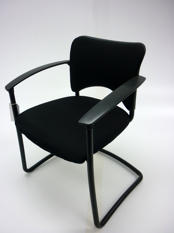 Black fabric with black frame cantilever meeting chair