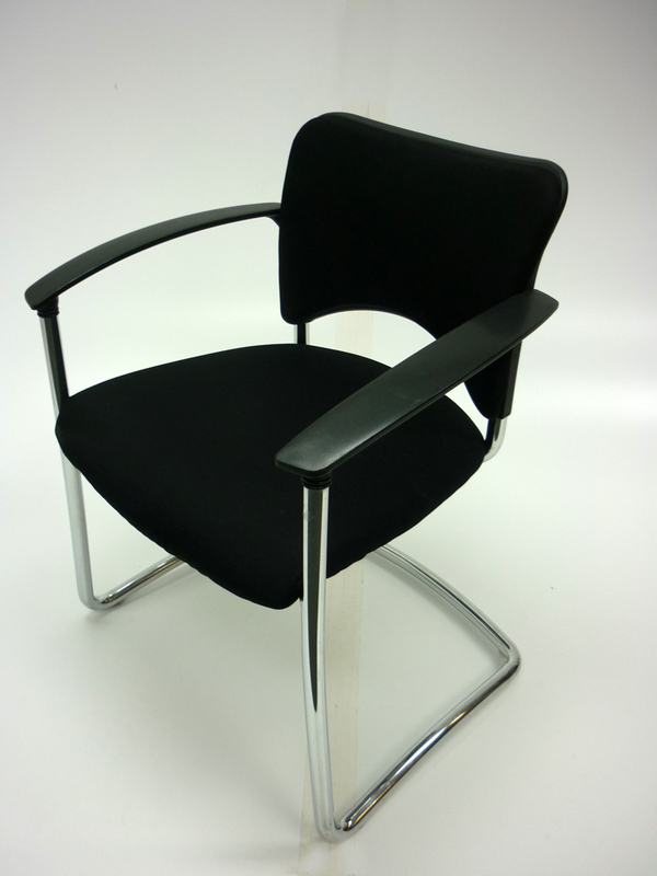 Black fabric with chrome frame cantilever meeting chair 