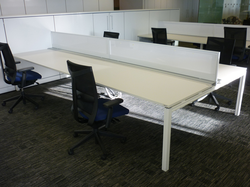 1800w x 800d mm Haworth Tibas white top bench desks