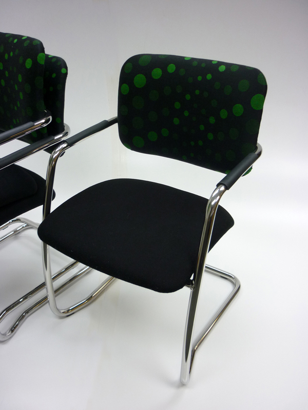 Black and green cantilever meeting chair