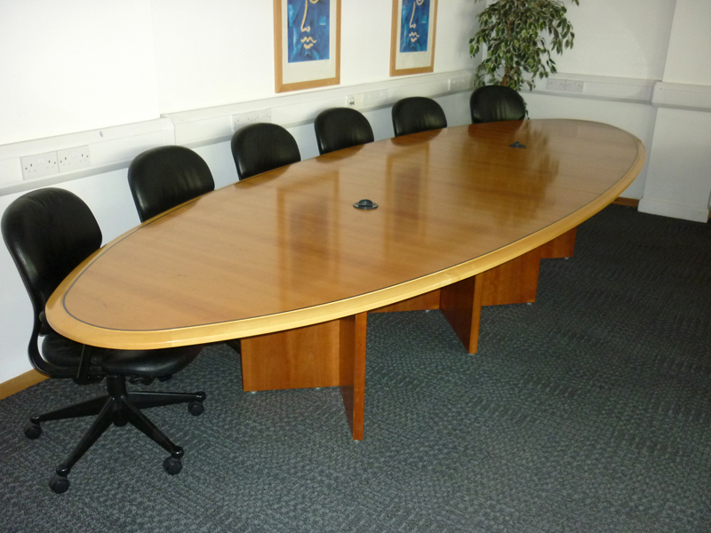 4300mm x 1500mm cherry veneer elliptical boardroom table