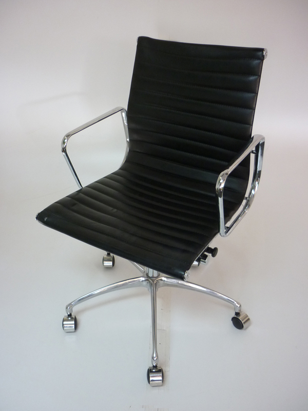 Replica Vitra Eames black leather swivel chair
