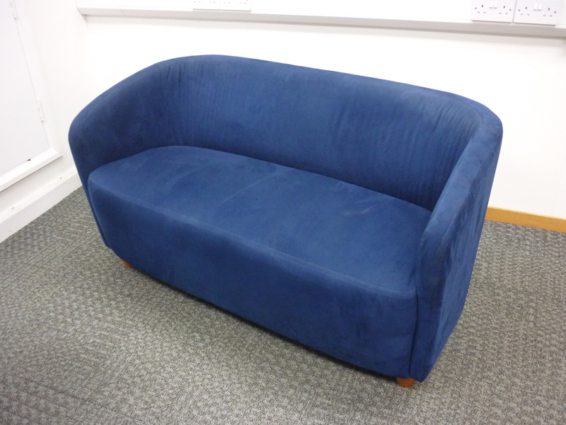 Blue suede style fabric 2 seater tub sofa