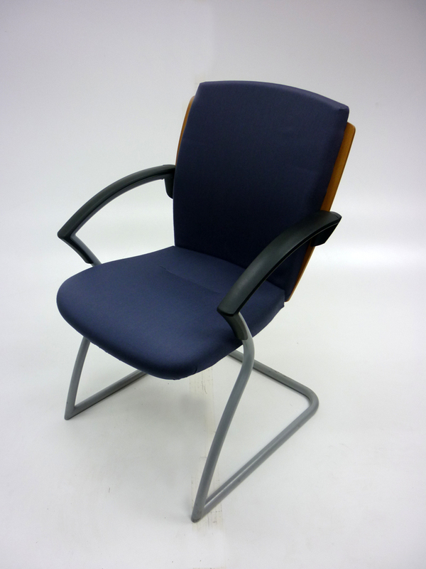 Blue Sedus beech wood back meeting chairs
