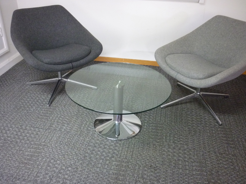circular low glass coffee table