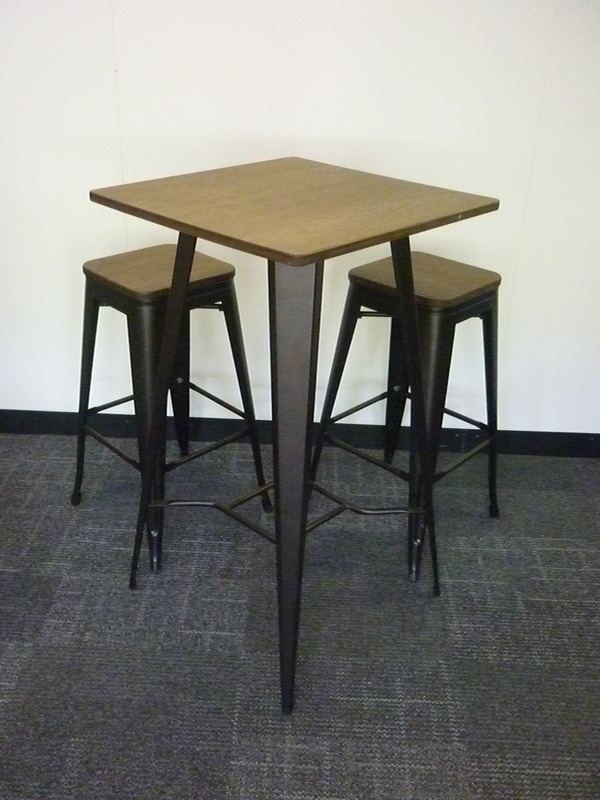 Oak poseur table and stool set